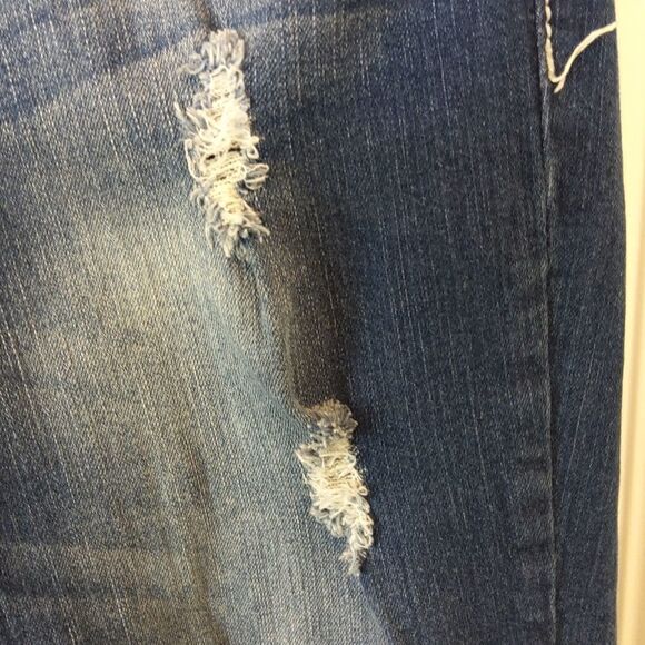 Twenty-one black five pocket distressed curvy slim bootcut jeans - Picture 10 of 16